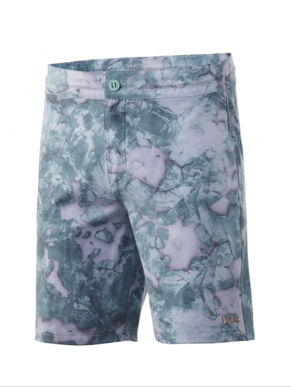 Huk Mens Pursuit Mossy Oak Fracture Board Shorts Green Size 30